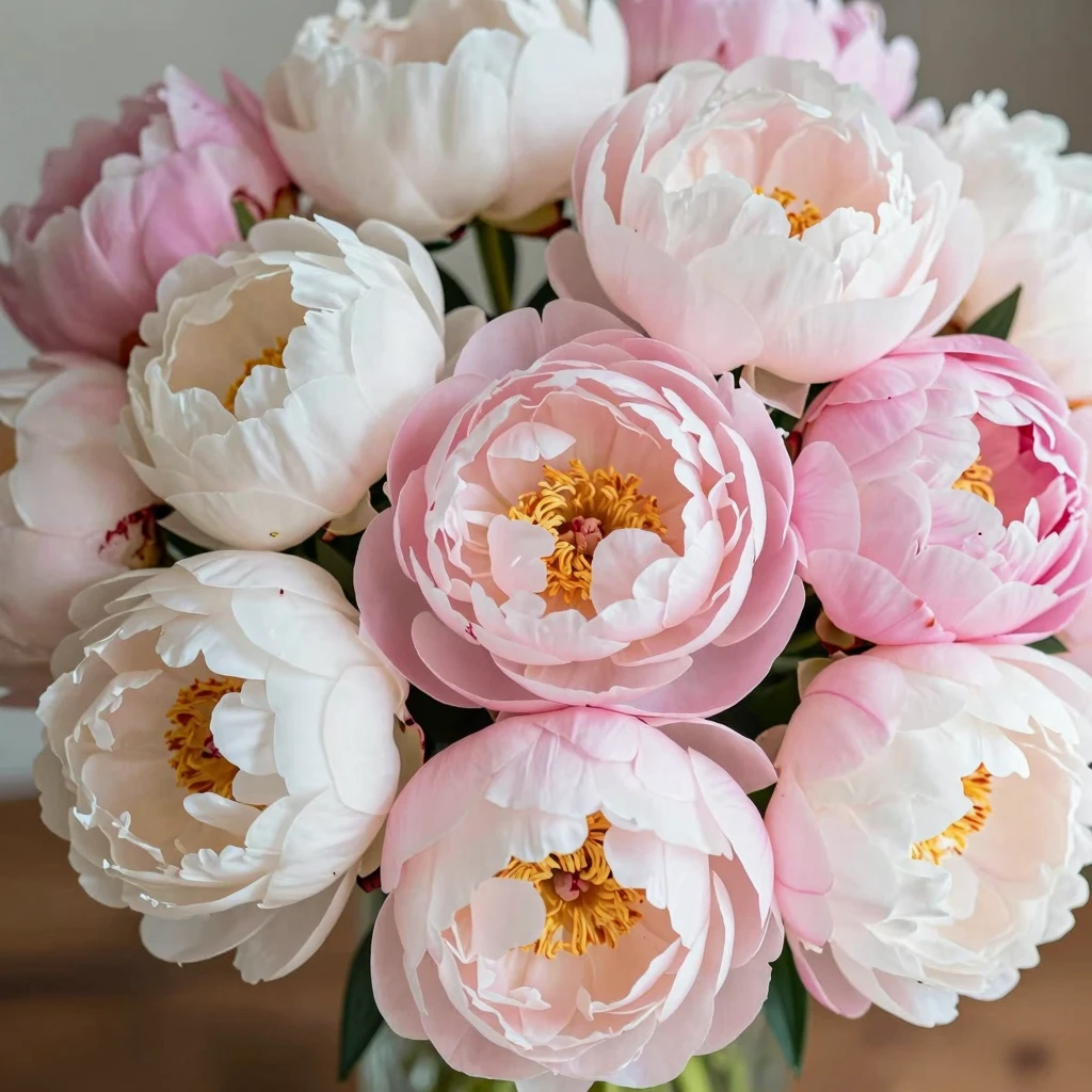 Aranjament Peony Dream cu bujori roz și albi